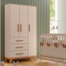Berço Americano Mini Cama com Gaveta Antonella e Guarda Roupa 3 Portas Pega Pega Off White Caramelo  - 7