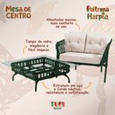 Ver imagem 3 de Jogo 2 Poltronas e Mesa de Centro Tampo de Vidro Aço e Corda Náutica Verde Harpia Tecido Bege