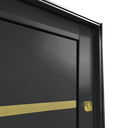 Ver imagem 5 de Porta Pivotante Alumínio Lamb.Miraggio c/Pux.e.Elite Preto Gold 240x150 Brimak