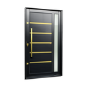 Ver imagem 1 de Porta Pivotante Alumínio Lamb.Miraggio c/Pux.e.Elite Preto Gold 240x150 Brimak