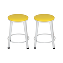 Ver imagem 1 de Kit 2 Banquetas Baixa Banco Cozinha Americana Balcão Bar Aço:amarelo/branco