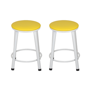 Kit 2 Banquetas Baixa Banco Cozinha Americana Balcão Bar Aço:amarelo/branco