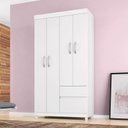 Ver imagem 1 de Guarda Roupa Solteiro Lótus 4 Portas + 2 Gavetas - Demóbile:branco/rosa Flex