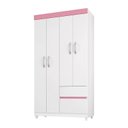 Ver imagem 4 de Guarda Roupa Solteiro Lótus 4 Portas + 2 Gavetas - Demóbile:branco/rosa Flex