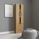 Ver imagem 1 de Armário Guarda-roupa Solteiro 2 Portas 2 Gavetas 47x172cm Carvalho
