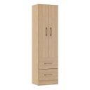 Ver imagem 2 de Armário Guarda-roupa Solteiro 2 Portas 2 Gavetas 47x172cm Carvalho