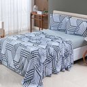 Ver imagem 2 de Jogo Lençol Cama Queen 4 Peças 100% Algodão Malha Penteada:est Cinza Geométrico