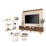 Estante Home Theater Artís Off White Castanho e Aparador Infinity e Kit Mesa de Centro Sky Off White - 1