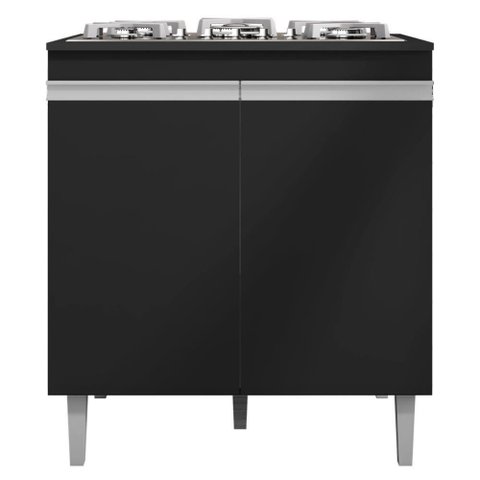 Balcao com Tampo Cooktop 79 Cm 2 Portas Andreia Preto Reajl Preto