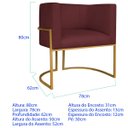 Ver imagem 3 de Kit 2 Poltronas Dália Luxo Moderna Estofada Design Sofisticado com Base de Ferro Dourado Suede
