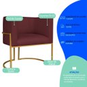 Ver imagem 4 de Kit 2 Poltronas Dália Luxo Moderna Estofada Design Sofisticado com Base de Ferro Dourado Suede