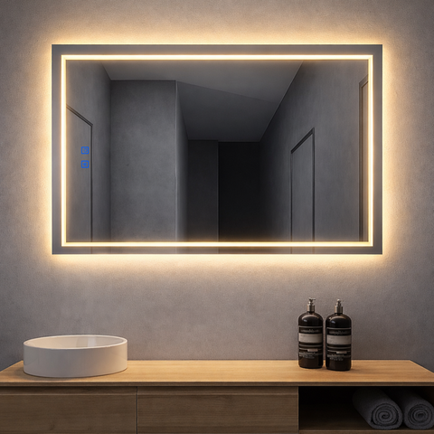 Espelho Led Banheiro de Parede Touch 3 Cores de Luz com Desembaçador Display Digital 80x60 Cm Bivolt