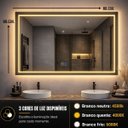 Ver imagem 5 de Espelho LED Banheiro Retamgular Touch 3 Cores de Luz com Desembaçador Display Digital 80x60cm Bivolt