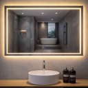 Ver mais imagens de Espelho LED Banheiro Retamgular Touch 3 Cores de Luz com Desembaçador Display Digital 80x60cm Bivolt
