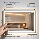 Ver imagem 2 de Espelho LED Banheiro de Parede Touch 3 Cores de Luz com Desembaçador Display Digital 80x60 cm Bivolt