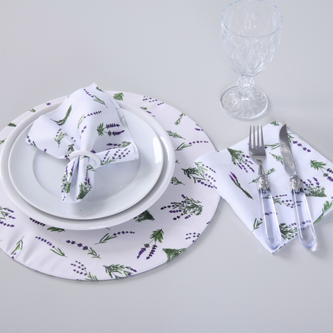 Kit 2 Guardanapos de Tecido Microfibra Estampado 35 X 35cm Lavanda