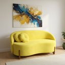 Ver imagem 1 de Sofá Orgânico 2 Lugares C/2 Almofadas Curvo Sala Recepção Amsterdã Suede Amarelo - Montanari's Decor