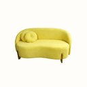 Ver imagem 2 de Sofá Orgânico 2 Lugares C/2 Almofadas Curvo Sala Recepção Amsterdã Suede Amarelo - Montanari's Decor