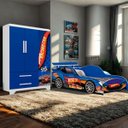 Ver imagem 1 de Kit de Quarto Infantil Carro Meninos Cama e Guarda Roupas:azul