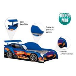 Kit de Quarto Infantil Carro Meninos Cama e Guarda Roupas:azul - 5