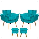 Ver imagem 1 de Kit 2 Poltronas Decorativas Para Recepção Manicure Sala De Estar + 2 Puff Reforçado Suede
