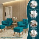 Ver imagem 4 de Kit 2 Poltronas Decorativa e 2 Puffs para Sala Recepção Manicure Consultório Quarto Alice Suede
