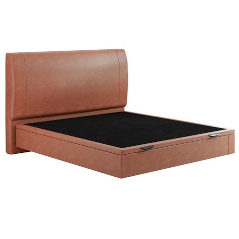 Cama Queen Baú Flutuante com Cabeceira 160cm Spazio S04 Couríssimo Telha - Lyam Decor