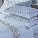 Ver imagem 1 de Jogo Cama Lençol Garland Queen Bordado 100% Algodão Acetinado 400 Fios 4 Peças - Branco