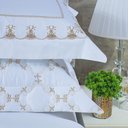 Ver imagem 2 de Jogo Cama Lençol Garland Queen Bordado 100% Algodão Acetinado 400 Fios 4 Peças - Branco