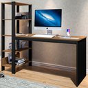 Ver imagem 1 de Mesa Escrivaninha Artemis 4 Prateleiras Preto/canela Rústico - Art Panta