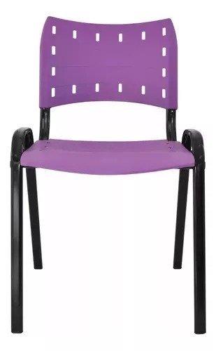 Kit Com 10 Cadeiras Iso Para Escola Escritório Comércio Roxa Base Preta - 2