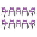 Ver imagem 1 de Kit com 10 Cadeiras Iso para Escola Escritório Comércio Roxa Base Preta