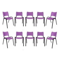Kit com 10 Cadeiras Iso para Escola Escritório Comércio Roxa Base Preta - 2