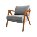 Ver imagem 2 de Kit 2 Poltronas Mona Monique Luxo Base Madeira Maciça Cerejeira Linho Cinza