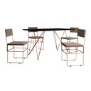 Ver imagem 2 de Mesa Jantar Industrial Trama 1,40x0,80m Preta com 4 Cadeiras Estofadas Vitória Bege e Cobre