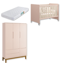 Ver imagem 2 de Quarto de Bebê Berço Evolution + Guarda Roupa Infantil 3P e 2g Rosa Classic com Colchão