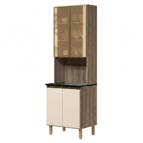 Paneleiro 4 Portas MDF Vidro 70x221 cm Kali 1834862 Carvalho Toq Off White Nicioli