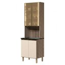 Ver imagem 1 de Paneleiro 4 Portas MDF Vidro 70x221 cm Kali 1834862 Carvalho Toq Off White Nicioli