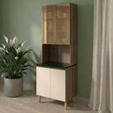 Ver imagem 2 de Paneleiro 4 Portas MDF Vidro 70x221 cm Kali 1834862 Carvalho Toq Off White Nicioli