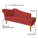 Ver imagem 7 de Recamier Divã Pés Palito para Sala Cecilia 1.60cm Suede Vermelho - Incasa Decor