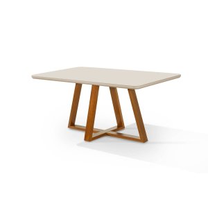 Mesa de Jantar Bela 160x90cm Tampo Vidro/MDF