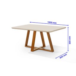 Mesa de Jantar Bela 160x90cm Tampo Vidro/MDF - 2