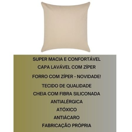 Almofada Grande Encosto Apoio Cama Sofá Poltrona Almofadão Enchimento Silicone Antialérgico Bege 80x - 3