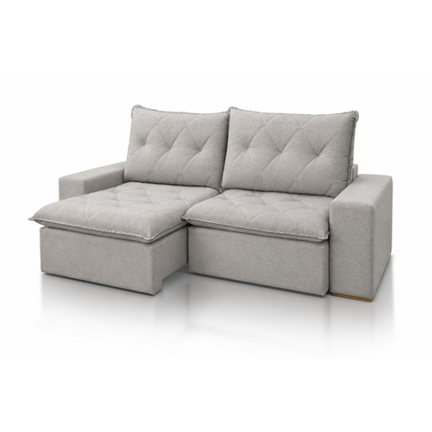 Sofá Retrátil Lucca | Espuma D28 e Encosto Reclinável:Linho Cinza/2,90