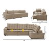Sofá de Canto Retrátil e Reclinável com Molas 3,00x2,00 Ld Jacke Suede Bege Madelina Decor - 2