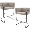 Ver imagem 3 de Kit 02 Banquetas Baixa Base de Aço Preto Betina D02 Bouclê Creme B-54 - Lyam Decor