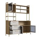 Ver imagem 5 de Cozinha Compacta com 3 Gavetas e 3 Portas de Vidro Marrom/Oak/Arena/Dourado