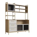 Ver imagem 2 de Cozinha Compacta com 3 Gavetas e 3 Portas de Vidro Marrom/Oak/Arena/Dourado