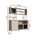 Ver imagem 3 de Cozinha Compacta com 3 Gavetas e 3 Portas de Vidro Marrom/Oak/Arena/Dourado