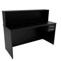 Balcão Atendimento Recepção Consultório 1400x600 com Gaveteiro Netmobil - Preto - 4